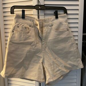Frankie shop pale yellow high rise Jean shorts size small.